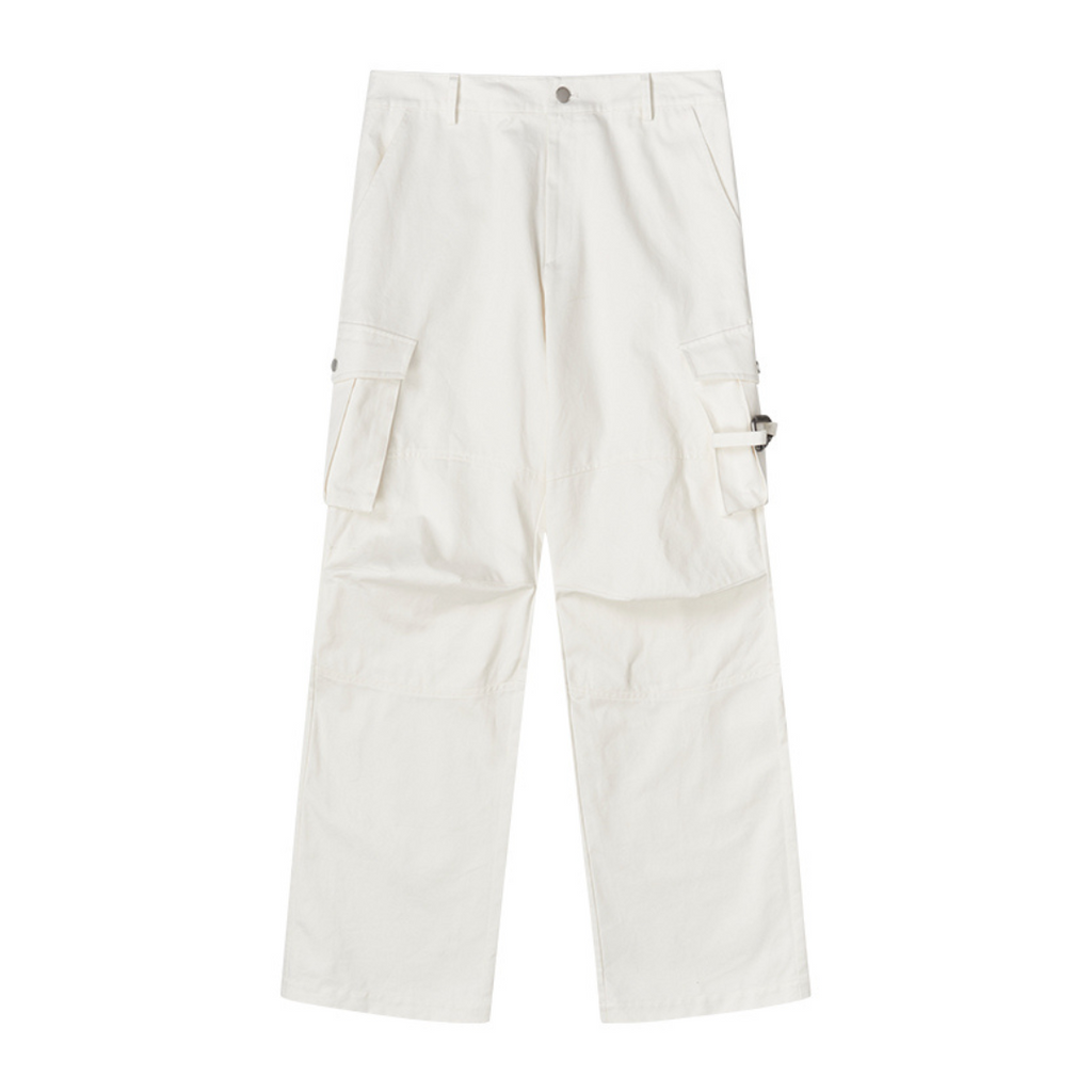 Loose Stitching Pockets Pleated Pants