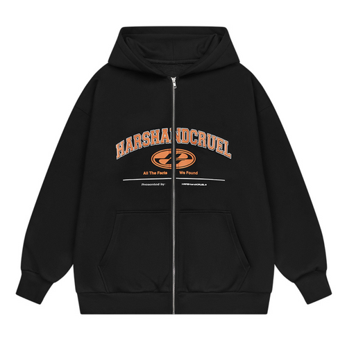 College Logo Zip-Up Hoodie – Harsh and Cruel
