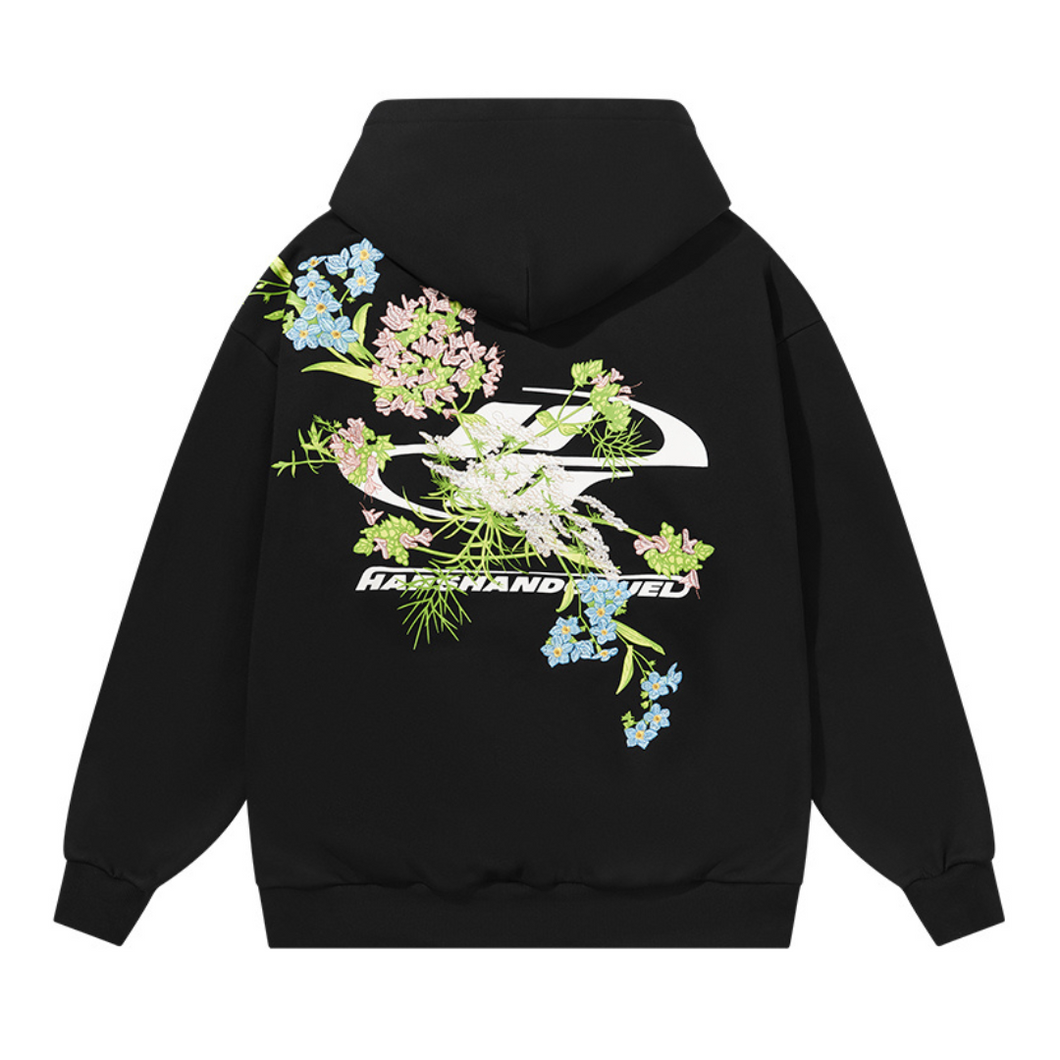 Floral Embroidery Logo Hoodie