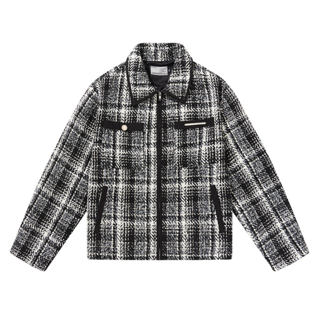 Plaid Pockets Zipper Jacket
