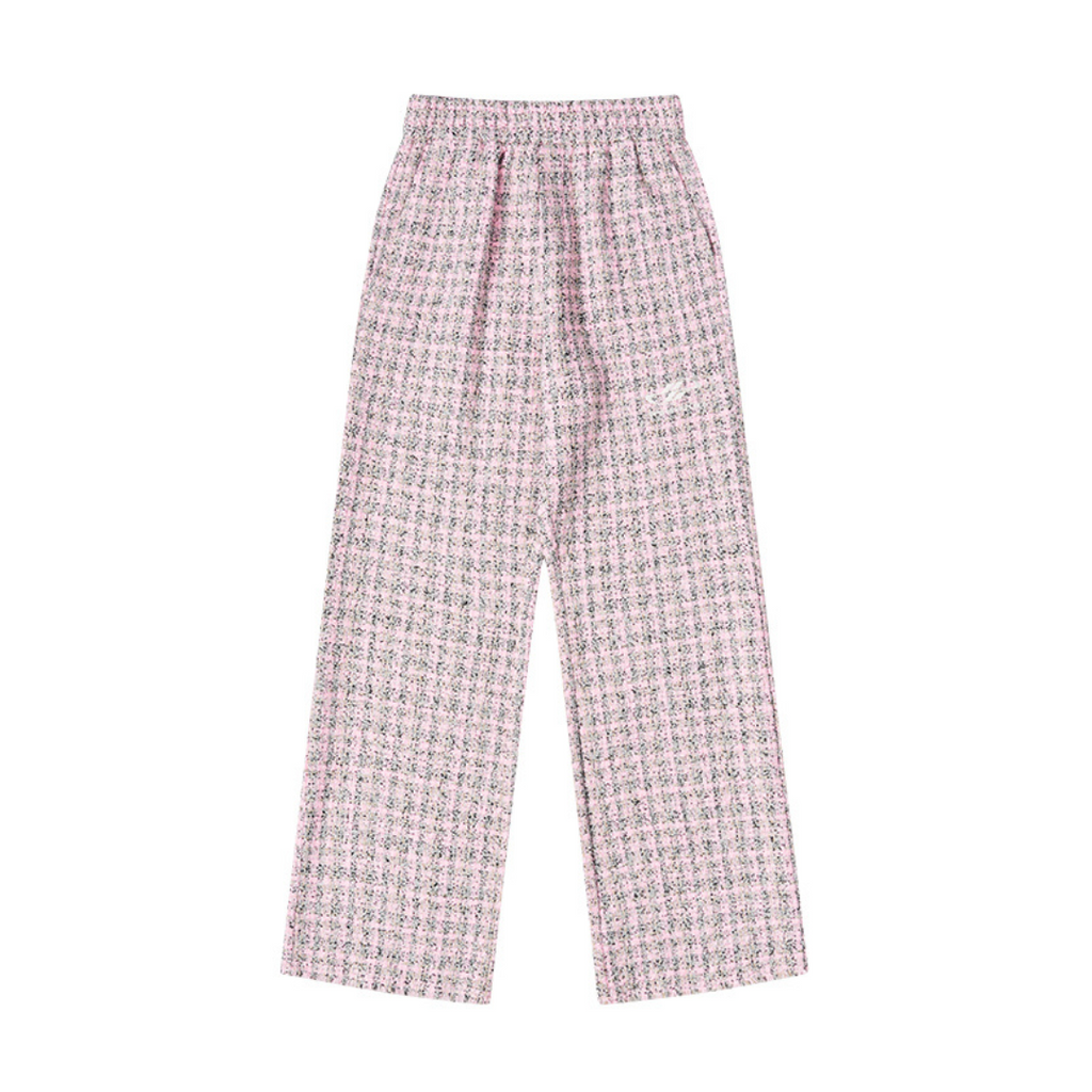 Embroidered Logo Plaid Checkered Trousers