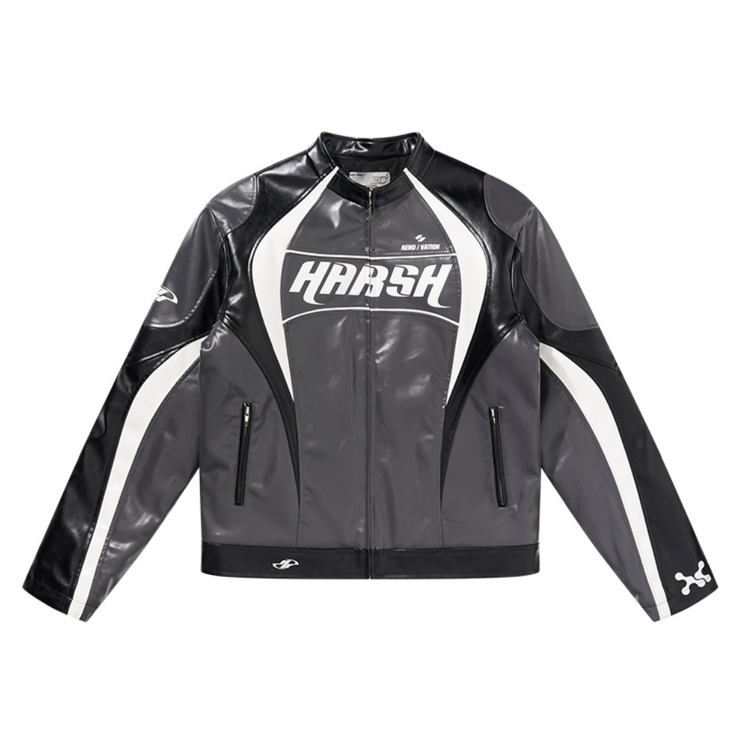 Retro Stitched Racing Leather Jacket