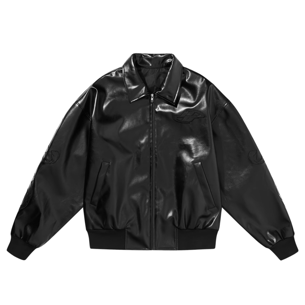 Golden Rules Embossed Leather Jacket