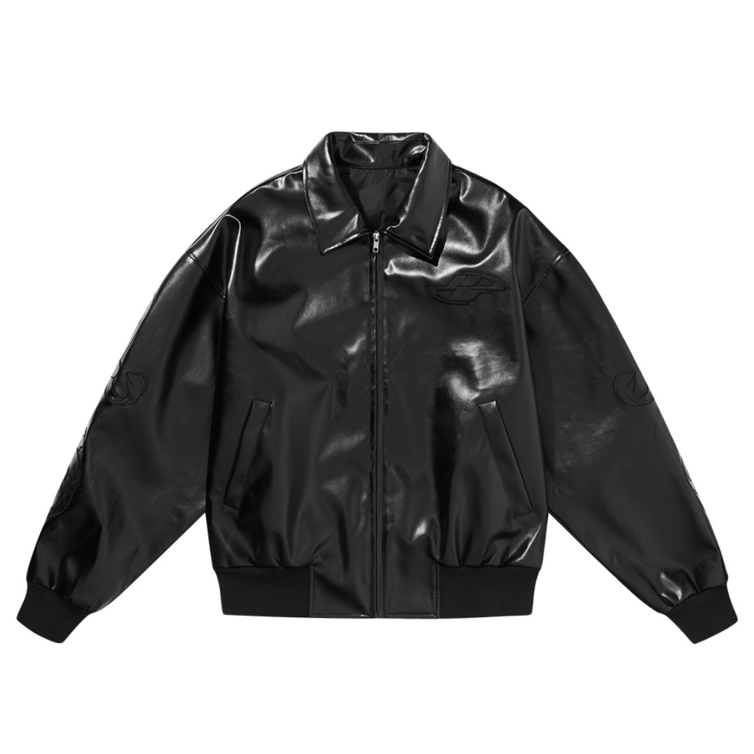 Golden Rules Embossed Leather Jacket