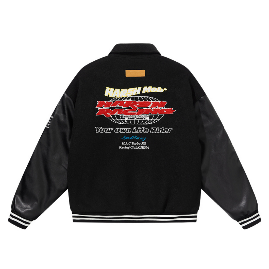 Embroidered Racing Varsity Jacket