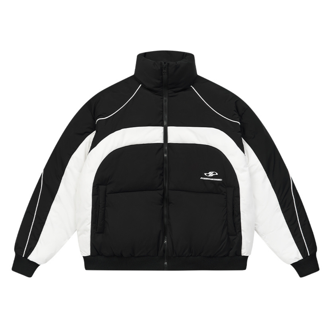 Color Stitching Stand Up Collar Down Jacket