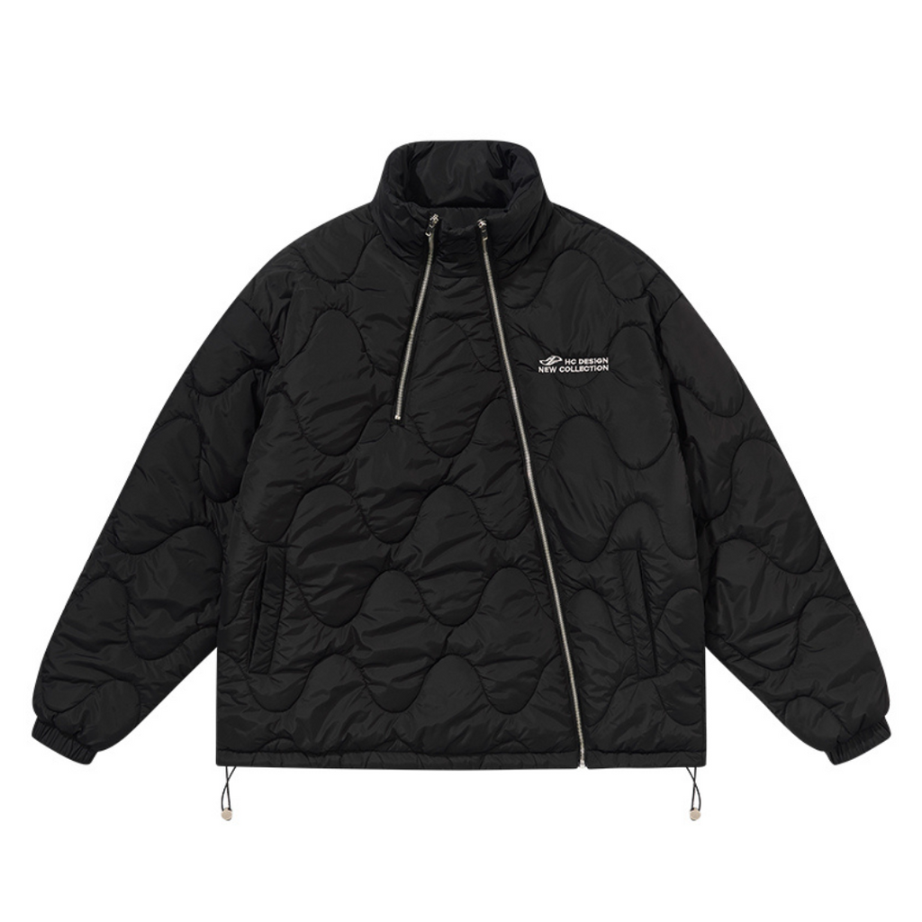 Quilted Pattern Irregular Zipper Down Jacket