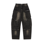 Multi Pocket Washed Baggy Denim