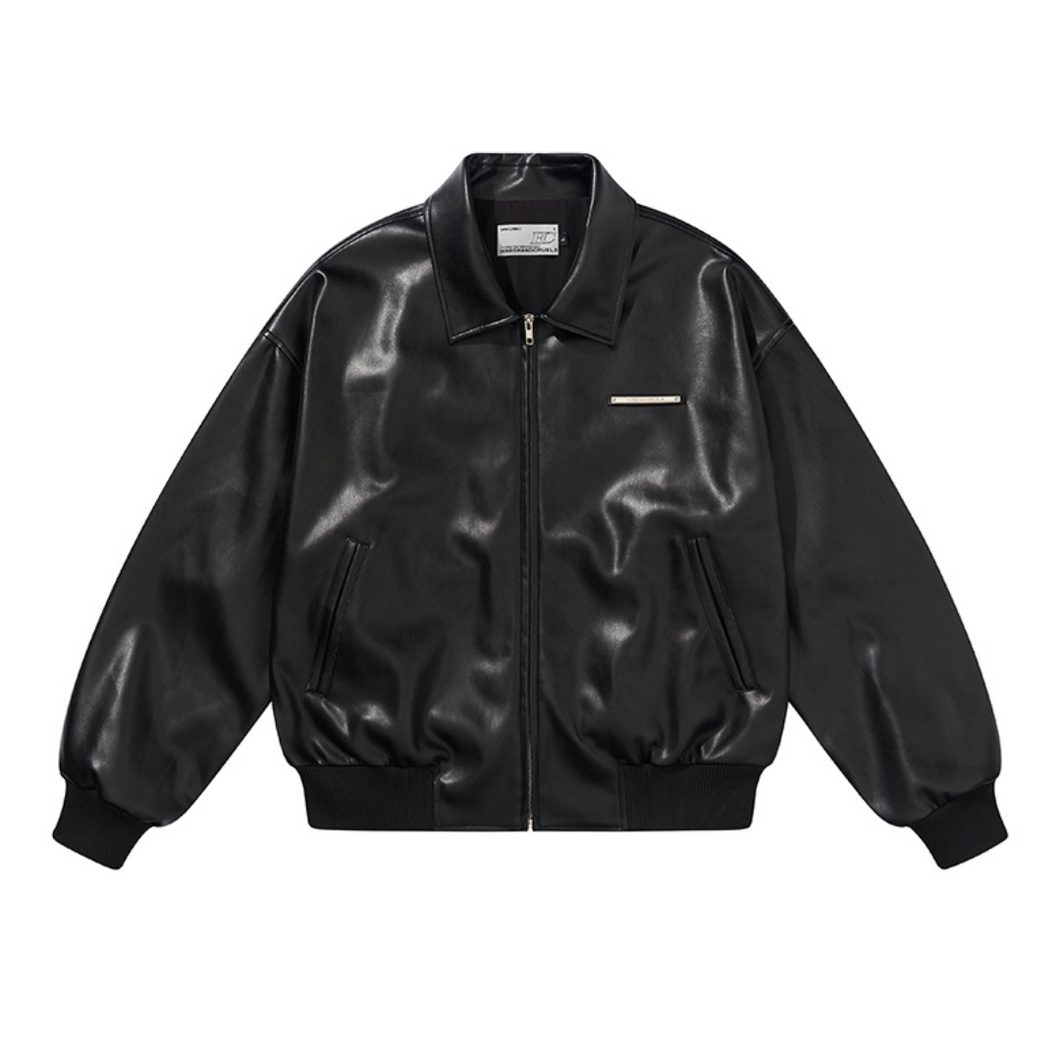 Embossed PU Leather Embroidered Jacket