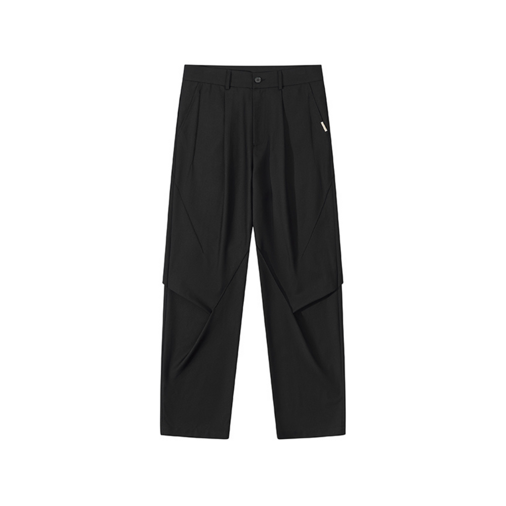 Pleated Irregular Straight Trousers
