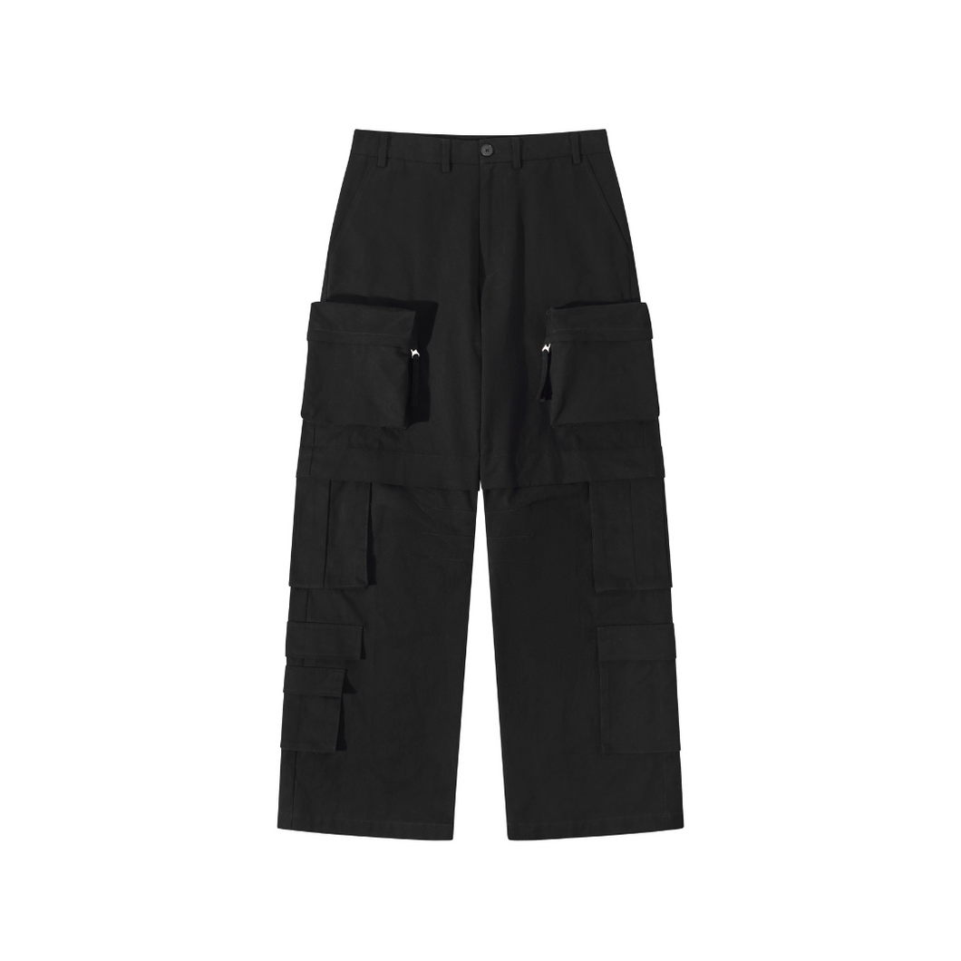 3D Multi Pocket Straight Trousers