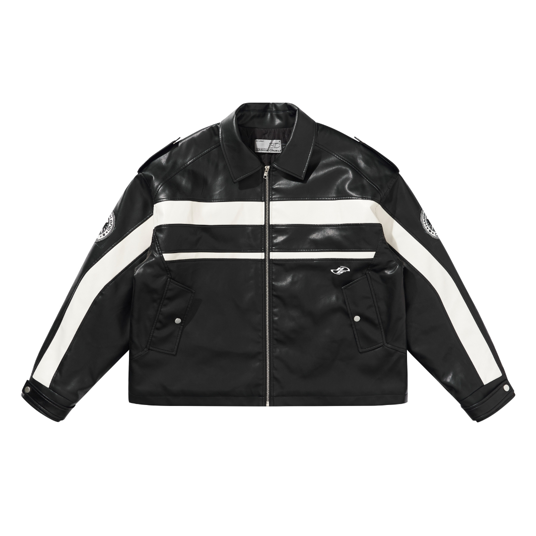 Stitching Leather Motor Jacket