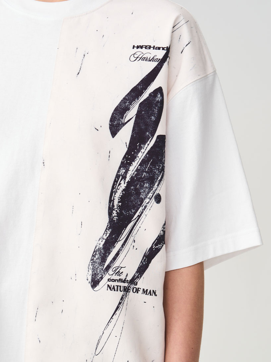 Brush Paint Half Print Tee