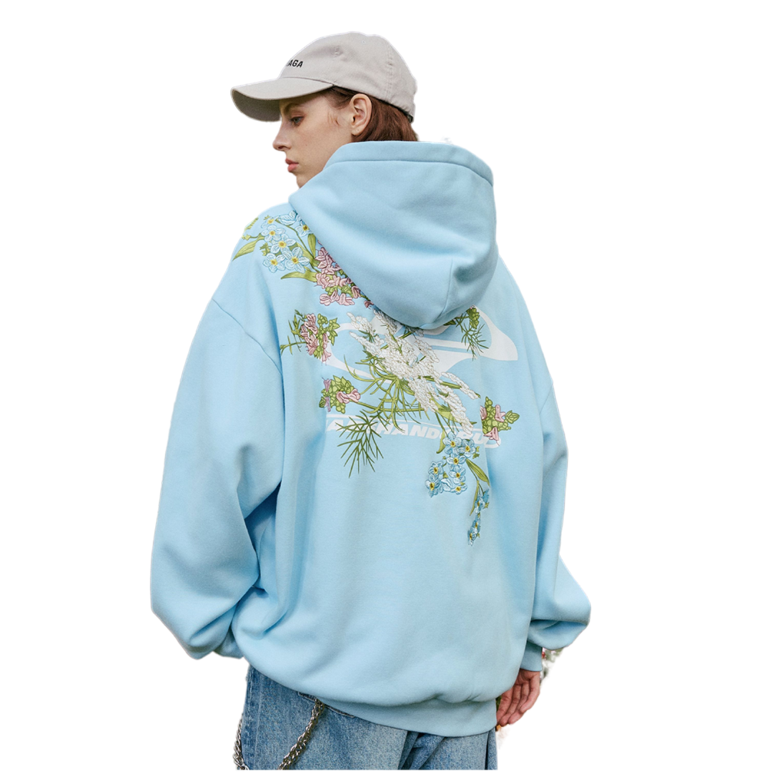 Floral Embroidery Logo Hoodie