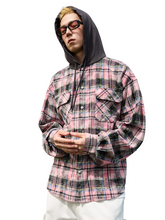 Load image into Gallery viewer, Handwritten Plaid Hooded Shirt
