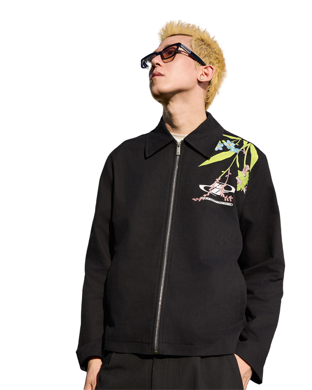 Floral Embroidered Zip-Up Jacket – Harsh and Cruel