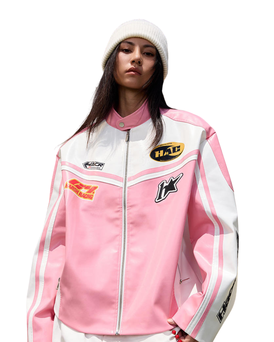 Barbie Racer Jacket Barbie Pink Embroidered Racing Jacket – Harsh