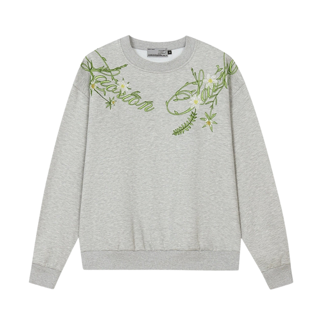 Plant Motif Crewneck Sweatshirt