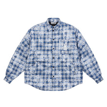 Load image into Gallery viewer, Tie Dyed Plaid Gothic Logo Shirt
