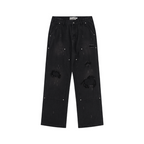 Ripped Straight Stitched Denim