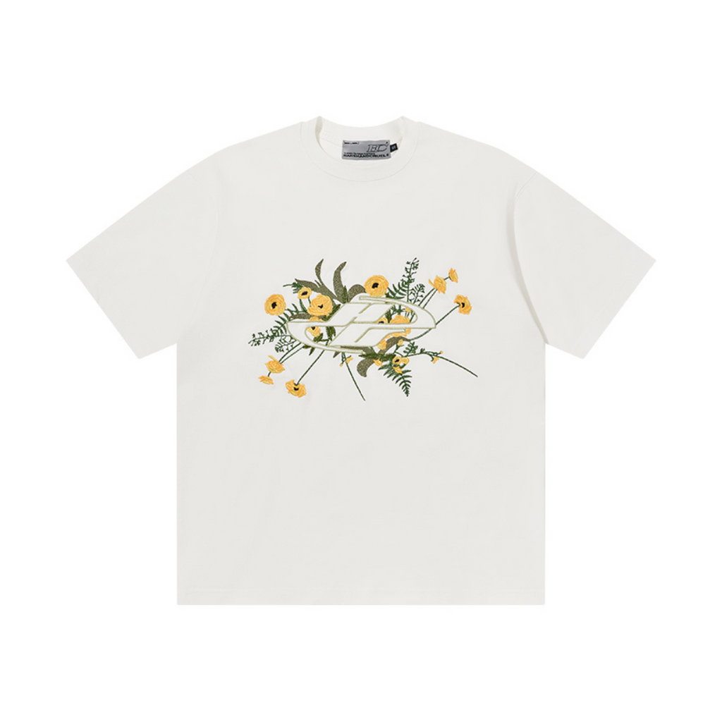 Embroidered Flowers Logo Tee