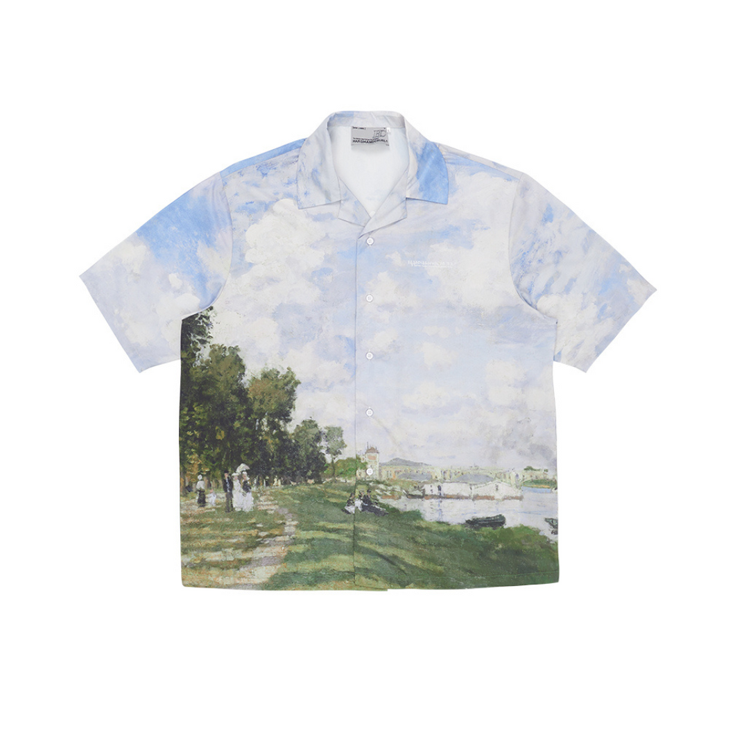 Monet Oil Painting Landscape Cuban Shirt