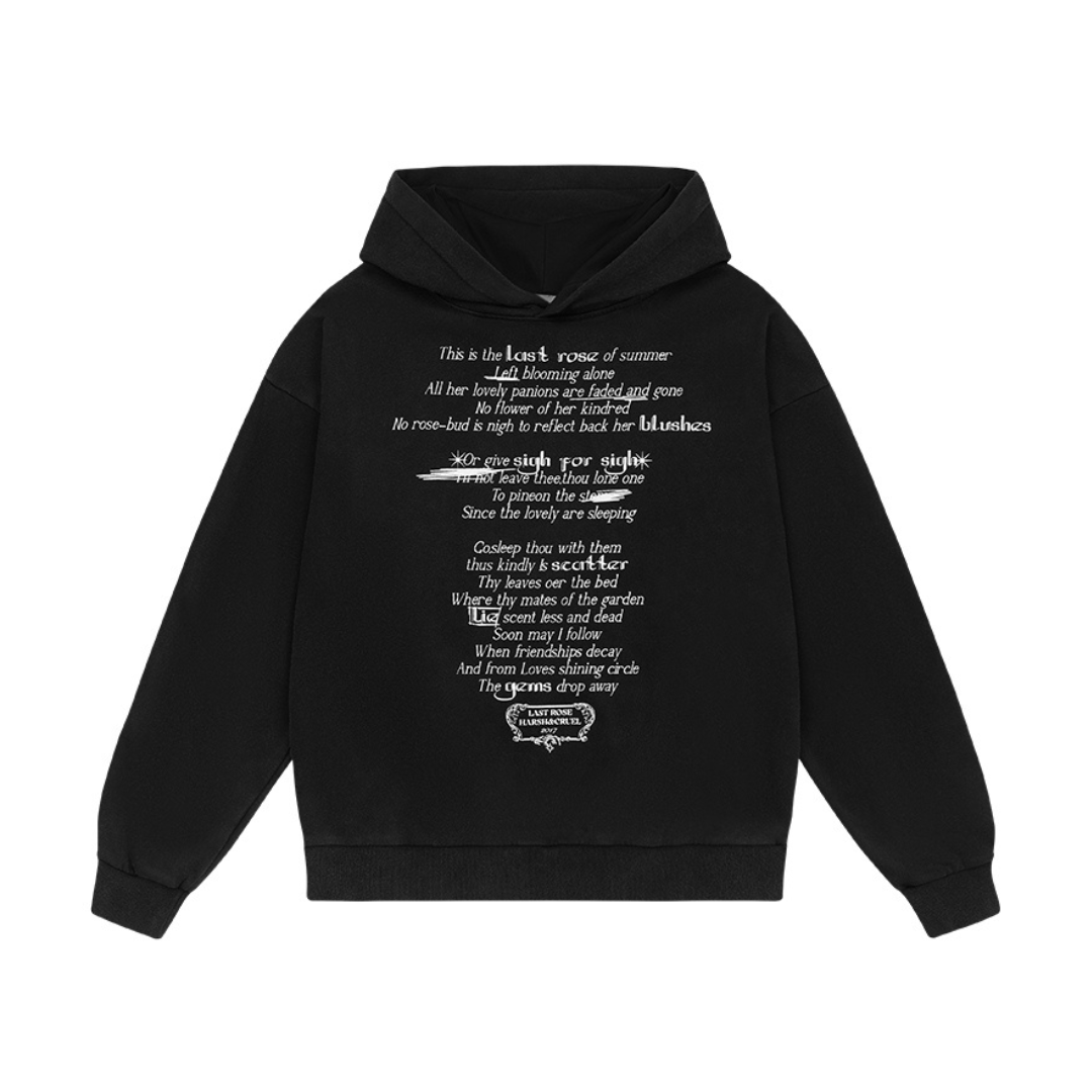 Last Rose Of Summer Printed Hoodie – Harsh and Cruel