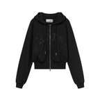 Embroidered Gothic Logo Cropped Hoodie