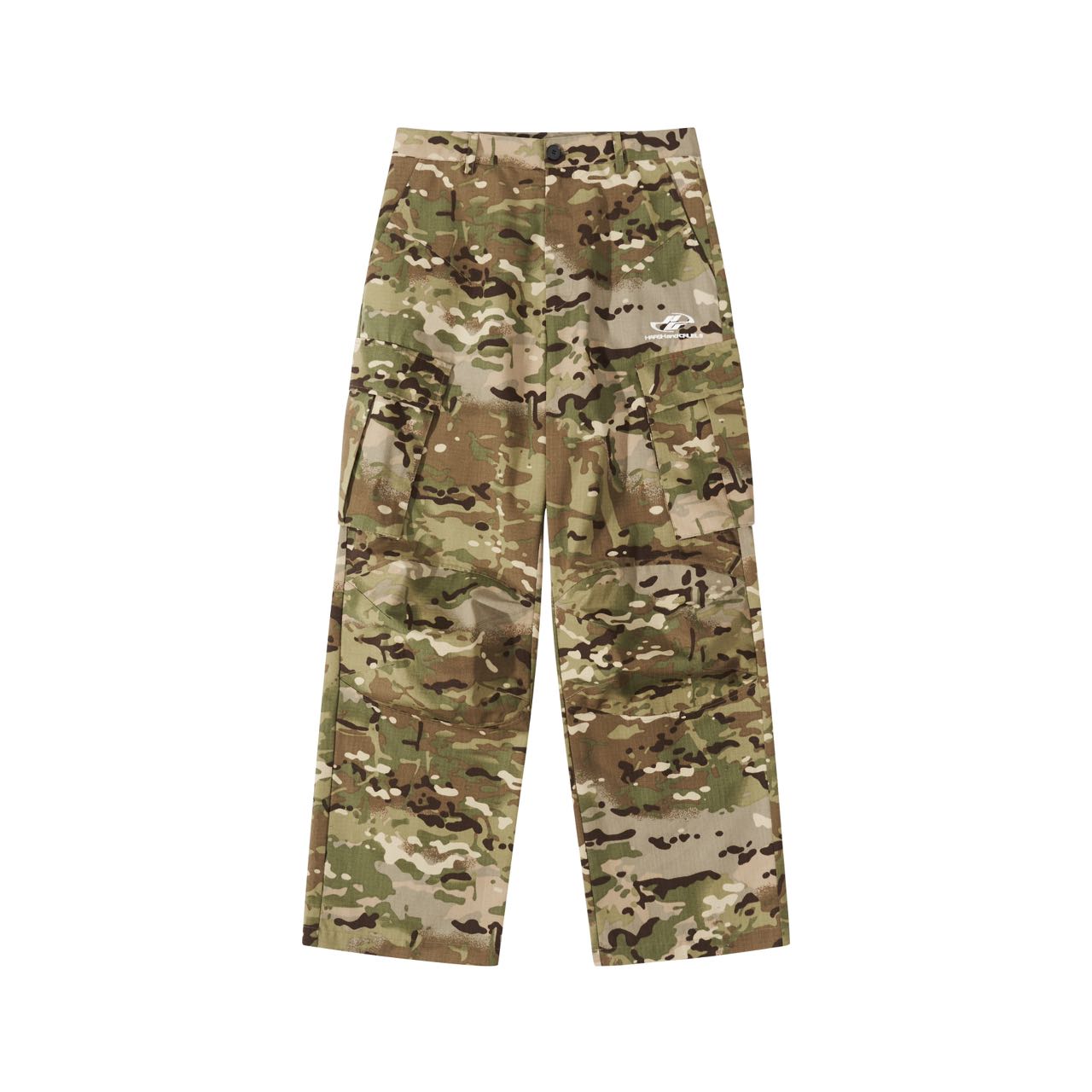 Pleated Camo Cargo Trousers