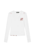 Mini Logo Patchwork V-Neck Tee