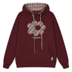 Flower Plaid Embroidered Hoodie
