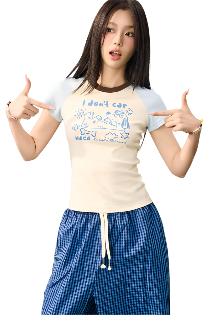 Pastel Dog Sketch Raglan Tee