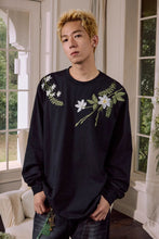 Load image into Gallery viewer, Floral Embroidered Oversized Long Sleeve Tee
