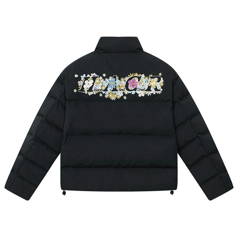 Cutout Cartoon Embroidered Puffer Jacket