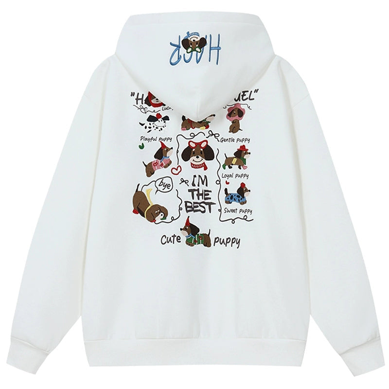 Dog Hand-Drawn Loose Fit Hoodie