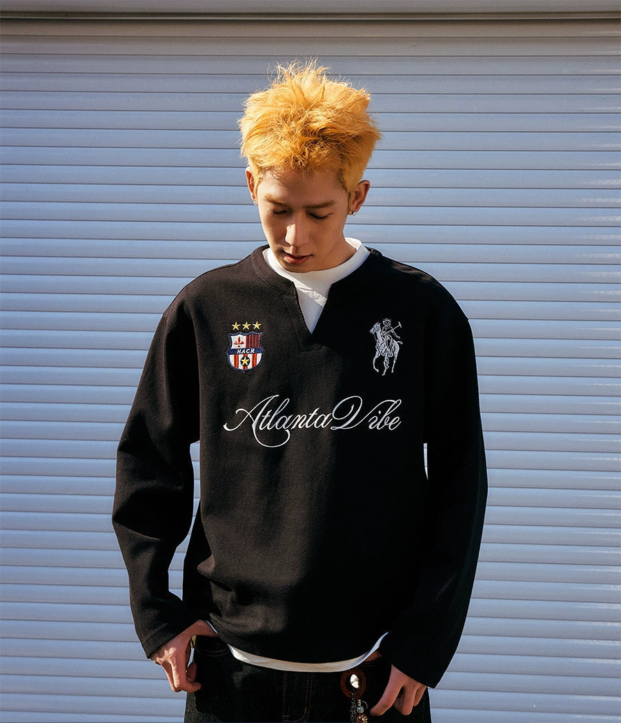Vintage Embroidered Henley Jersey