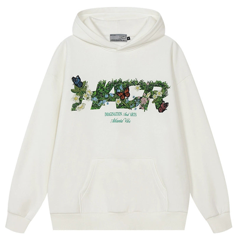 Butterfly Logo Loose Fleece Hoodie