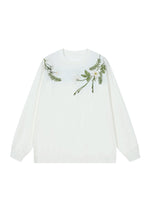 Load image into Gallery viewer, Floral Embroidered Oversized Long Sleeve Tee
