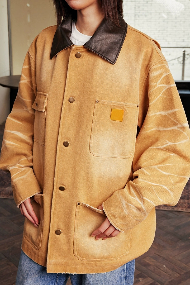 Vintage Washed Plaid Workwear Jacket