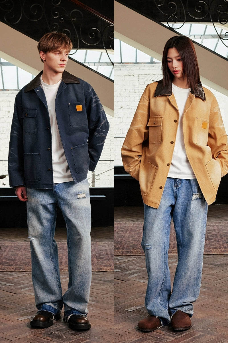 Vintage Washed Plaid Workwear Jacket