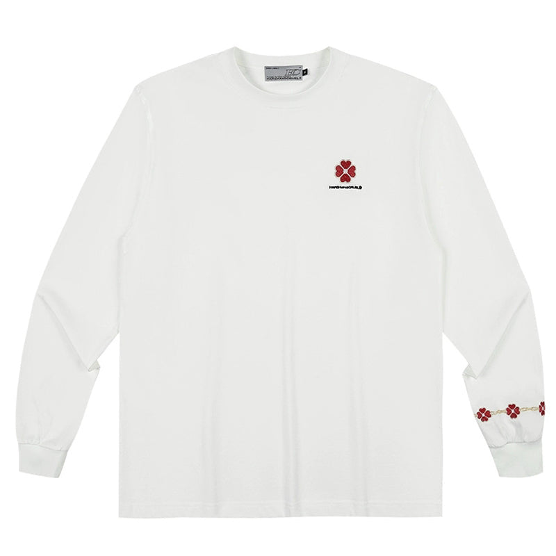 Clover Embroidery Long Sleeve Tee