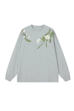 Load image into Gallery viewer, Floral Embroidered Oversized Long Sleeve Tee
