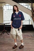 Layered Retro Embroidered Jersey