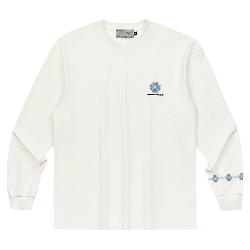 Clover Embroidery Long Sleeve Tee