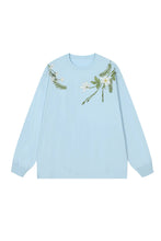 Load image into Gallery viewer, Floral Embroidered Oversized Long Sleeve Tee
