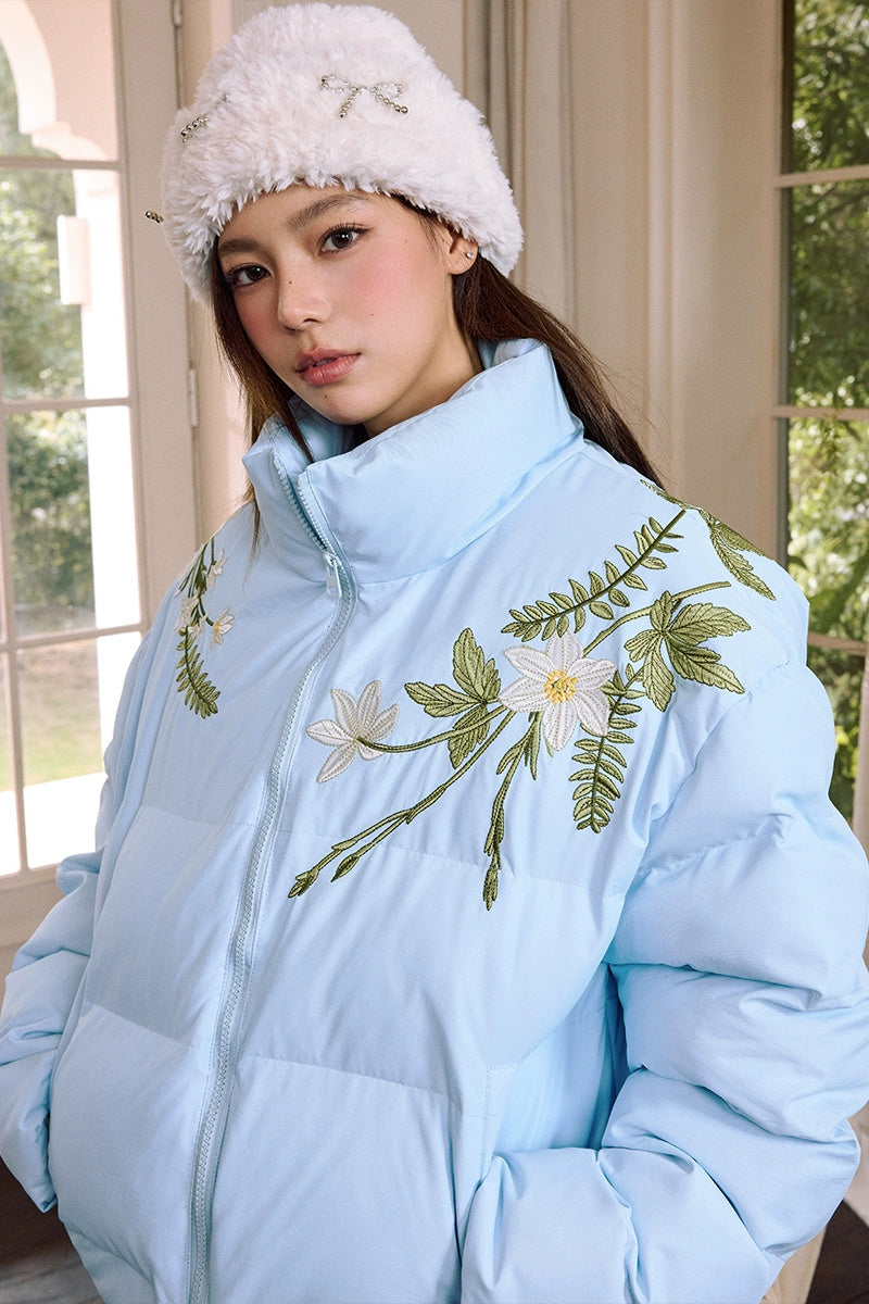 Floral Embroidered Down Jacket – Harsh and Cruel