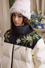 Load image into Gallery viewer, White Floral Wreath Embroidered Puffer
