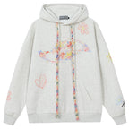 Knitted Drawstring Hand-Drawn Hoodie