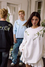 Load image into Gallery viewer, Floral Embroidered Oversized Long Sleeve Tee
