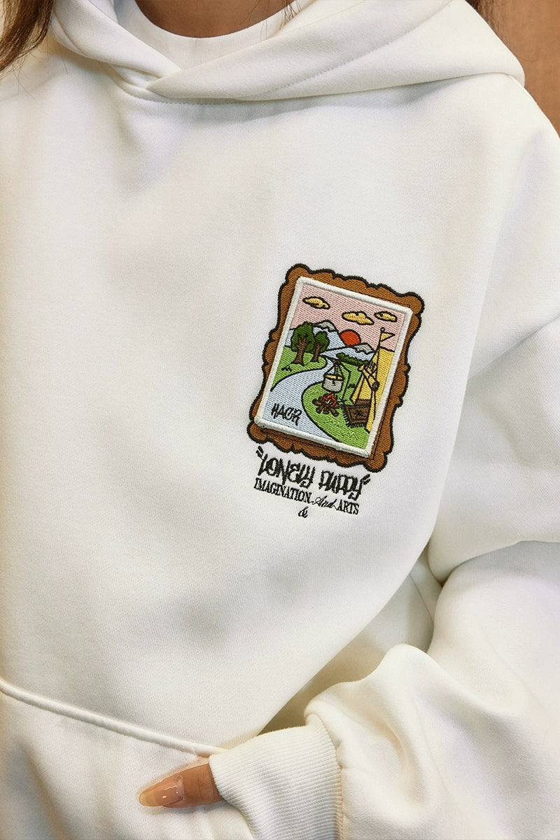 Embroidered patches Fleece Hoodie